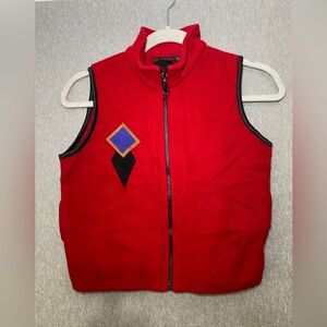 Vintage Fleece Aztec Geometric Retro Full Zip Vest Kids Size S Moxie Horses
